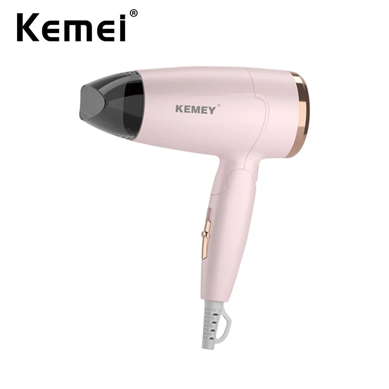 Kemei Portable Handle Compact Hair Dryer Foldable Low Noise Blower Dryer Hot Wind Long Life for Outdoor Travel 950W Student Use