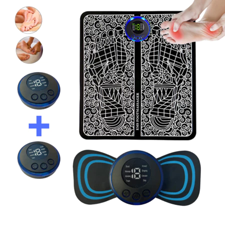 Kit EMS: Tapete e Mini Massageador Elétrico